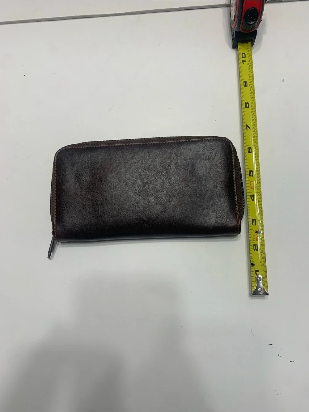 Mens Zip-Around Leather Wallet in Dark Brown